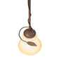 Meyda Lighting Leaf 6" Antique Rust Mini Pendant Light With Beige Bell Shade Glass