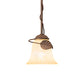 Meyda Lighting Leaf 6" Antique Rust Mini Pendant Light With Beige Bell Shade Glass