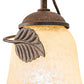 Meyda Lighting Leaf 6" Antique Rust Mini Pendant Light With Beige Bell Shade Glass