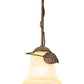 Meyda Lighting Leaf 6" Antique Rust Mini Pendant Light With Beige Bell Shade Glass