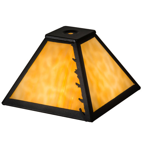 Meyda Lighting Leaf Edge 12" Textured Black Frame With Beige Shade Glass