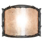 Meyda Lighting Leaf Edge 12" Wrought Iron Wall Sconce With Silver Mica Shade Glass