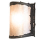 Meyda Lighting Leaf Edge 12" Wrought Iron Wall Sconce With Silver Mica Shade Glass