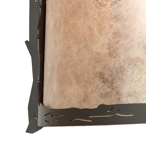 Meyda Lighting Leaf Edge 12" Wrought Iron Wall Sconce With Silver Mica Shade Glass