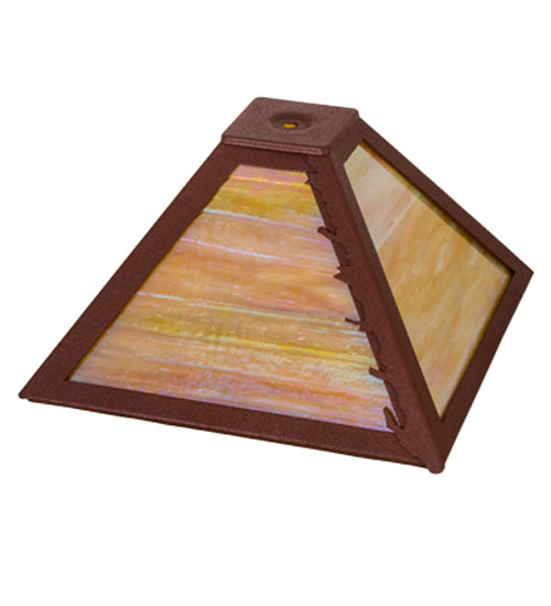 Meyda Lighting Leaf Edge 12"Sq Rust Frame With Beige Iridescent Shade Glass