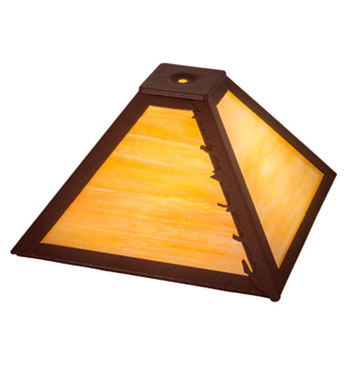 Meyda Lighting Leaf Edge 12"Sq Rust Frame With Beige Iridescent Shade Glass