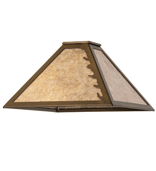Meyda Lighting Leaf Edge 16" Antique Copper Frame With Silver Mica Shade Glass