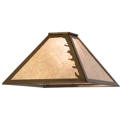 Meyda Lighting Leaf Edge 16" Antique Copper Frame With Silver Mica Shade Glass