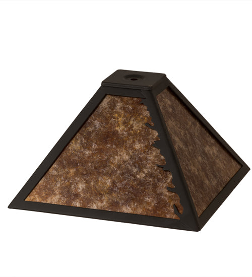 Meyda Lighting Leaf Edge 16" Oil Rubbed Bronze Frame With Amber Mica Shade Glass