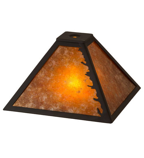 Meyda Lighting Leaf Edge 16" Oil Rubbed Bronze Frame With Amber Mica Shade Glass