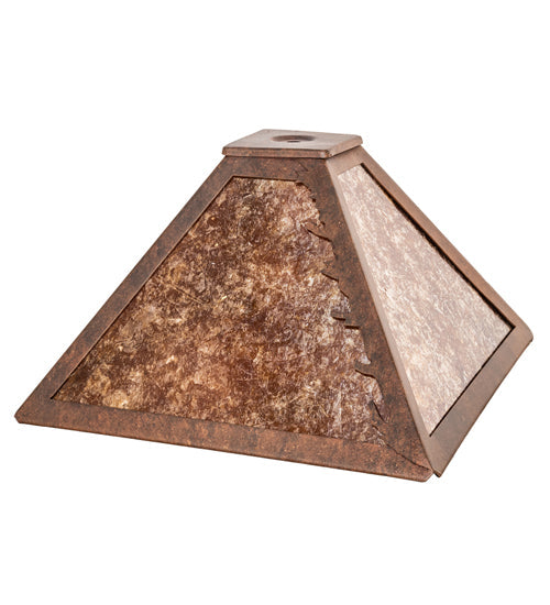 Meyda Lighting Leaf Edge 16" Rust Frame With Amber Mica Shade Glass