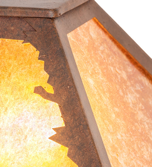 Meyda Lighting Leaf Edge 16" Rust Frame With Amber Mica Shade Glass