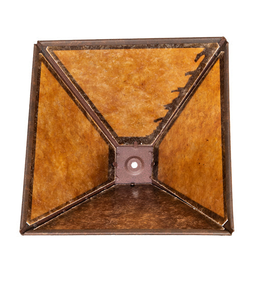 Meyda Lighting Leaf Edge 16" Rust Frame With Amber Mica Shade Glass