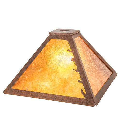 Meyda Lighting Leaf Edge 16" Rust Frame With Amber Mica Shade Glass