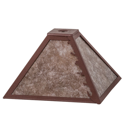 Meyda Lighting Leaf Edge 16" Rust Frame With Silver Mica Shade Glass