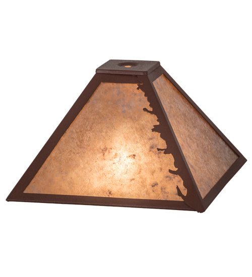 Meyda Lighting Leaf Edge 16" Rust Frame With Silver Mica Shade Glass