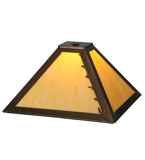 Meyda Lighting Leaf Edge 17" Antique Copper Frame With Tawnyrock Idalight Shade