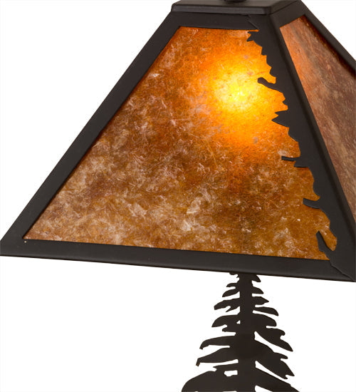 Meyda Lighting Leaf Edge 21" 2-Light Oil Rubbed Bronze Table Lamp With Amber Mica Shade Glass