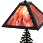 Meyda Lighting Leaf Edge 22" 2-Light Textured Black Tall Pines Table Lamp With Red Shade Glass and Lighted Base