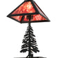 Meyda Lighting Leaf Edge 22" 2-Light Textured Black Tall Pines Table Lamp With Red Shade Glass and Lighted Base