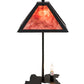 Meyda Lighting Leaf Edge 22" 2-Light Textured Black Tall Pines Table Lamp With Red Shade Glass and Lighted Base