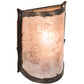 Meyda Lighting Leaf Edge 6" Antique Copper Wall Sconce With Silver Mica Shade Glass