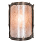 Meyda Lighting Leaf Edge 6" Antique Copper Wall Sconce With Silver Mica Shade Glass