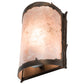 Meyda Lighting Leaf Edge 6" Antique Copper Wall Sconce With Silver Mica Shade Glass