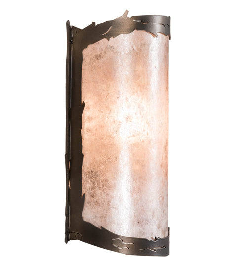 Meyda Lighting Leaf Edge 6" Antique Copper Wall Sconce With Silver Mica Shade Glass