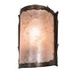 Meyda Lighting Leaf Edge 6" Antique Copper Wall Sconce With Silver Mica Shade Glass