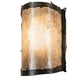 Meyda Lighting Leaf Edge 6" Timeless Bronze Wall Sconce With Silver Mica Shade Glass