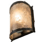 Meyda Lighting Leaf Edge 6" Timeless Bronze Wall Sconce With Silver Mica Shade Glass