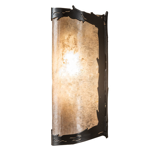 Meyda Lighting Leaf Edge 6" Timeless Bronze Wall Sconce With Silver Mica Shade Glass