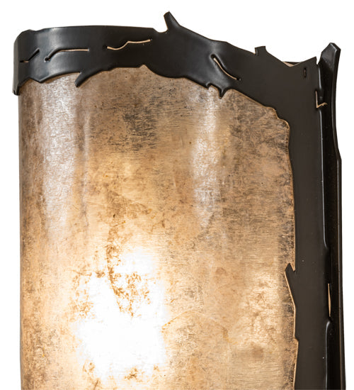 Meyda Lighting Leaf Edge 6" Timeless Bronze Wall Sconce With Silver Mica Shade Glass