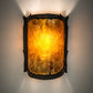 Meyda Lighting Leaf Edge 6" Wrought Iron Wall Sconce With Amber Mica Shade Glass