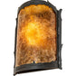 Meyda Lighting Leaf Edge 6" Wrought Iron Wall Sconce With Amber Mica Shade Glass