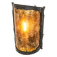 Meyda Lighting Leaf Edge 6" Wrought Iron Wall Sconce With Amber Mica Shade Glass