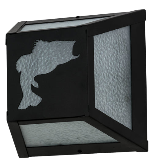 Meyda Lighting Leaping Bass 10" Black Wall Sconce With Clear Seeded Shade Glass