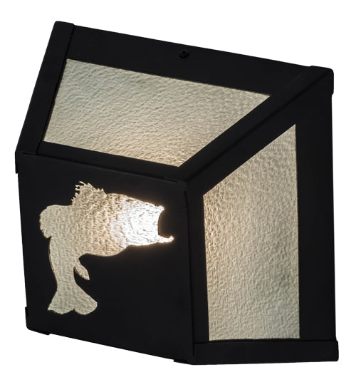 Meyda Lighting Leaping Bass 10" Black Wall Sconce With Clear Seeded Shade Glass