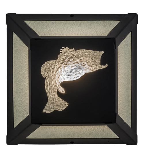 Meyda Lighting Leaping Bass 10" Black Wall Sconce With Clear Seeded Shade Glass
