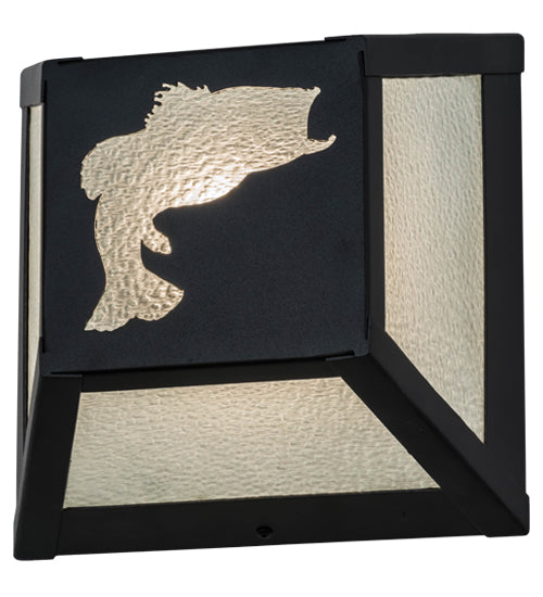 Meyda Lighting Leaping Bass 10" Black Wall Sconce With Clear Seeded Shade Glass