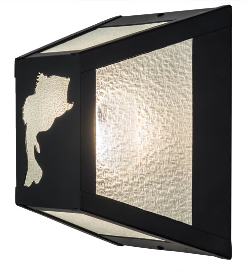 Meyda Lighting Leaping Bass 10" Black Wall Sconce With Clear Seeded Shade Glass