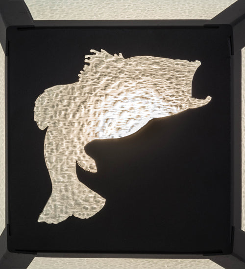 Meyda Lighting Leaping Bass 10" Black Wall Sconce With Clear Seeded Shade Glass