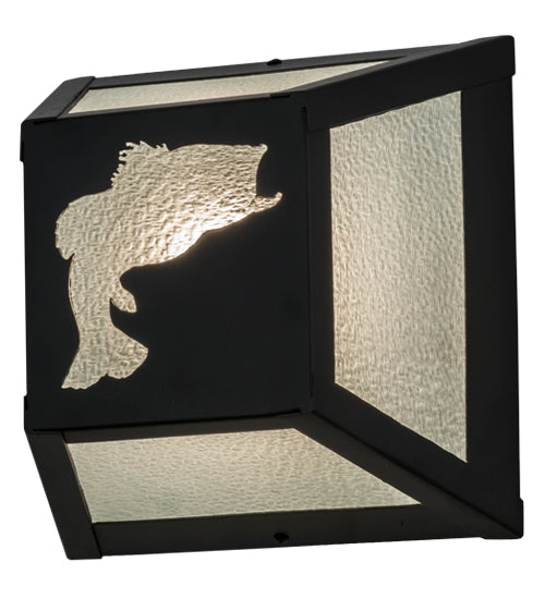 Meyda Lighting Leaping Bass 10" Black Wall Sconce With Clear Seeded Shade Glass