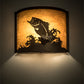 Meyda Lighting Leaping Bass 11" Antique Copper Wall Sconce With Amber Shade Glass
