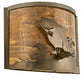 Meyda Lighting Leaping Bass 11" Antique Copper Wall Sconce With Amber Shade Glass