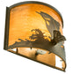 Meyda Lighting Leaping Bass 11" Antique Copper Wall Sconce With Amber Shade Glass