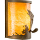 Meyda Lighting Leaping Bass 11" Antique Copper Wall Sconce With Amber Shade Glass
