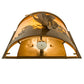 Meyda Lighting Leaping Bass 11" Antique Copper Wall Sconce With Amber Shade Glass