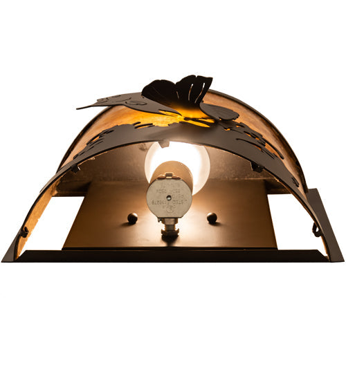 Meyda Lighting Leaping Bass 11" Oil Rubbed Bronze Wall Sconce With Amber Mica Shade Glass